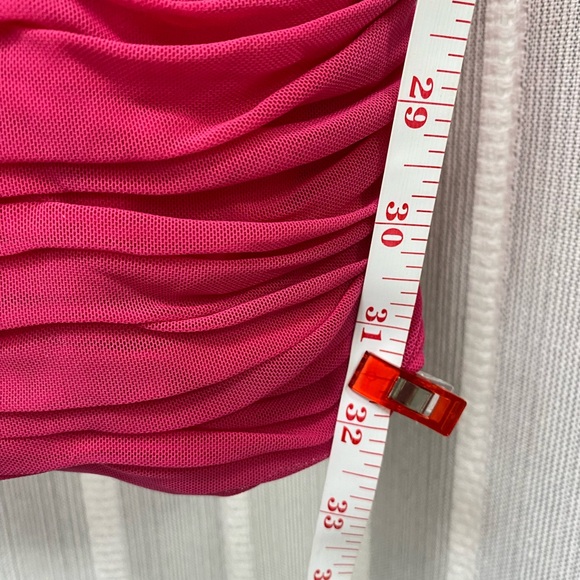 Hot Pink & Iridescent Beads Sleeveless Rouched Bodycon Homecoming Prom Dress S/M - Picture 6 of 16